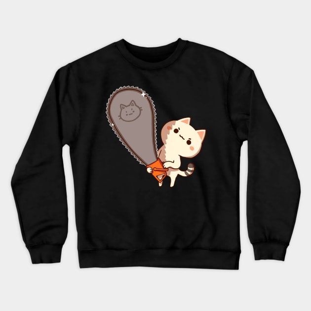 Chainsaw Cat Crewneck Sweatshirt by vooolatility